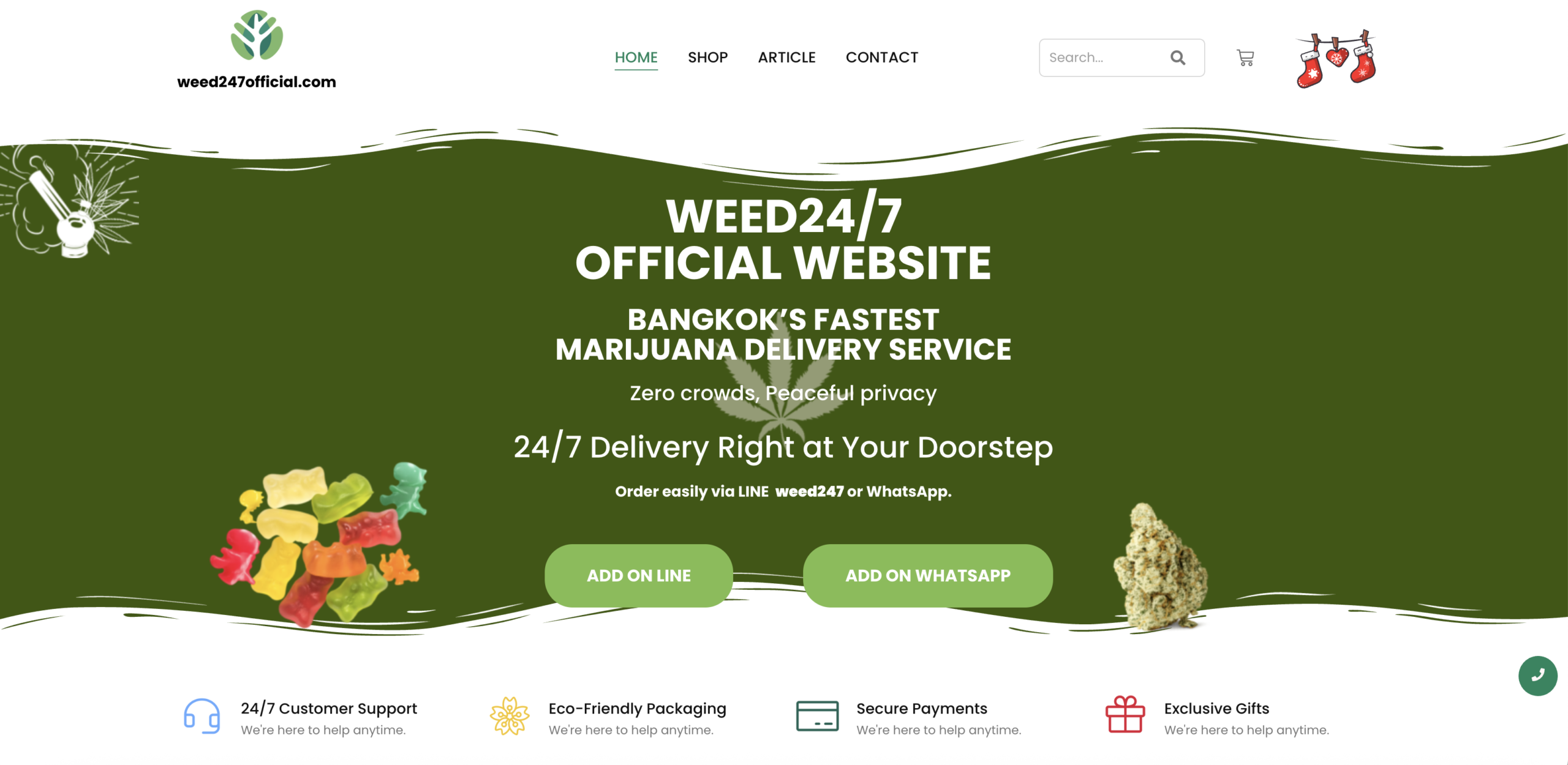 WEED24/7 Official Website — Bangkok Cannabis Delivery บน WordPress WooCommerce